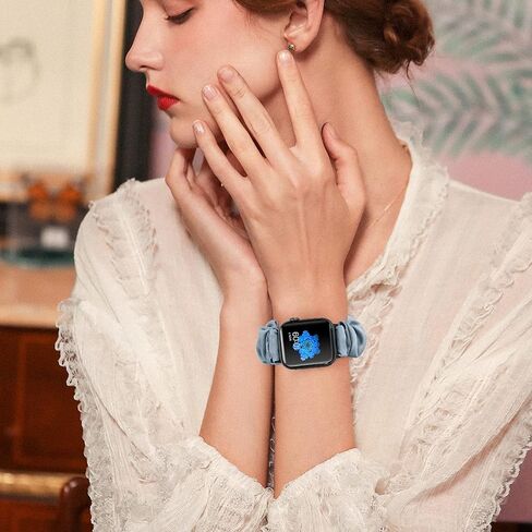 متوافق مع سوار ساعة Apple Scrunchie 49 مم 45 مم 44 مم 42 مم 41 مم 40 مم 38 مم، نسيج مرن ناعم مطبوع بديل لأساور المعصم للنساء والفتيات لـ iWatch Ultra/Ultra 2 Series 9/8/7/6/5/4/3/2/1/ SE in Kuwait
