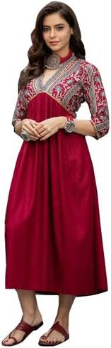 Women's Rayon Printed Anarkali Kurti | Pakistani Style Rayon Printed Kurti For Women | Ready to wear in Saudi Arabia