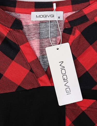 MOQIVGI Womens Short Sleeve Vneck Hi Low Hem Patchwork Tops with Pocket in Saudi Arabia