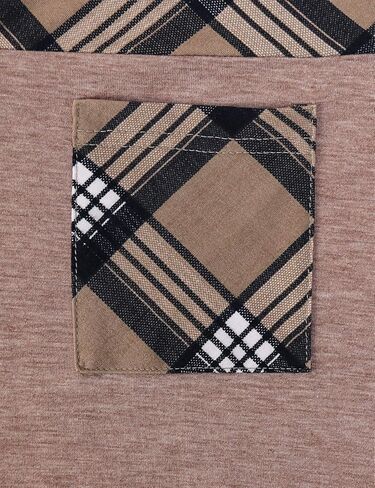 MOQIVGI Womens Short Sleeve Vneck Hi Low Hem Patchwork Tops with Pocket in Kuwait