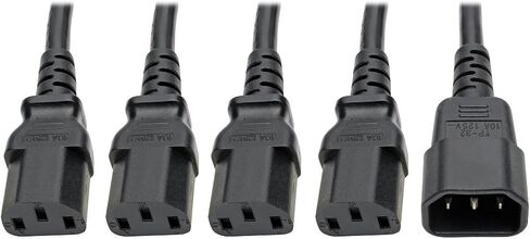سلك طاقة للكمبيوتر Tripp Lite Y Splitter 10A 18AWG C14 إلى 4xC13 أسود 18 بوصة 18 بوصة (P004-18N-4XC13) in Saudi Arabia