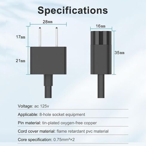 AC Power Cord 3.3ft,Apple TV Power Cord Replacement for Surface, Mac Mini Power Cable, Compatible with Desktop,TV Monitor Printer in Saudi Arabia
