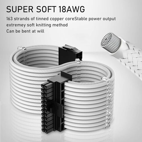 Power Supply PSU Sleeved Extension Cable Kit with 90 Degree Right Angle Connector Adapter,ATX/EPS/8 Pin PCIE for PC PSU Cable Pink with Combs 4 Pack 30CM in Kuwait