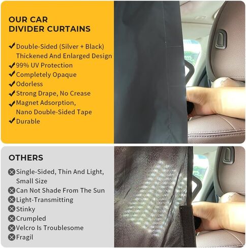 Car Divider Curtains Privacy Sun Shade, Magnetic Van Window Covers for Family Baby Lunch Night Nap Camping Travel, Adjustable Lightweight Car Divider Curtain Easy Removable Double-Sided in Saudi Arabia