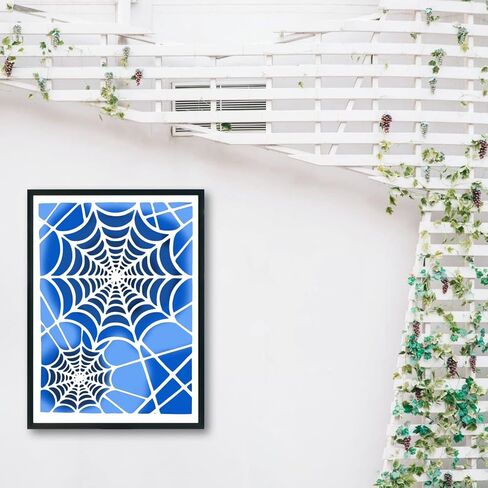 استنسل شبكة عنكبوت A4 للرسم على الخشب قابل لإعادة الاستخدام لطبقات الهالوين استنسل DIY لتلوين سجل القصاصات مقاس زخرفي 8.3 × 11.7 بوصة in Kuwait