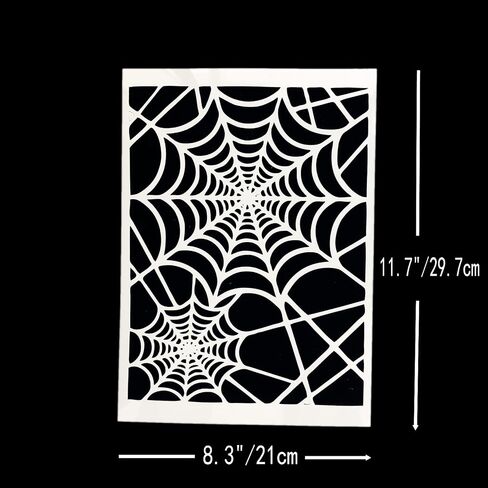 استنسل شبكة عنكبوت A4 للرسم على الخشب قابل لإعادة الاستخدام لطبقات الهالوين استنسل DIY لتلوين سجل القصاصات مقاس زخرفي 8.3 × 11.7 بوصة in Kuwait