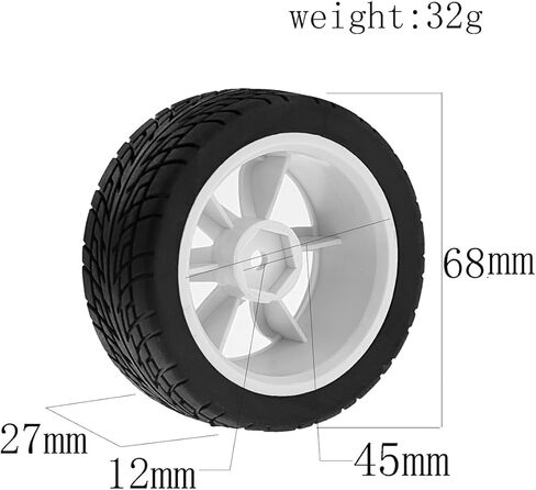 4PCS 1/10 RC Rubber On-Road Tires(6-Spokes) 12mm Hex Plastic Wheel Hub 67mm Wheel Tires Set for 1/10 Traxxas HSP 94122 Kyosho Tamiya FW06 TT02 HPI in Kuwait