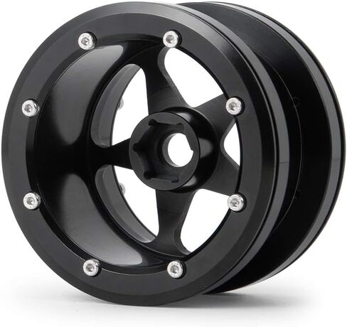RC-Hub قطعة واحدة من عجلات/جنوط مصنوعة من خليط معدني مقاس 2.2 بوصة لسيارة 1:10 زاحفة Wraith RC، أسود (أسود 1) in Kuwait
