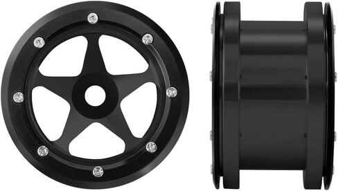 RC-Hub قطعة واحدة من عجلات/جنوط مصنوعة من خليط معدني مقاس 2.2 بوصة لسيارة 1:10 زاحفة Wraith RC، أسود (أسود 1) in Kuwait