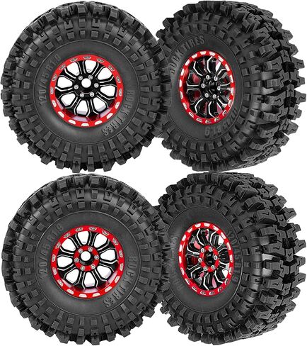 قابل للتعديل 4 إزاحات 1.9IN عجلات وإطارات Beadlock لسيارة 1/10 TRX4 SCX10 Gen8 RC الزاحفة، عجلات RC 1.9 Beadlock حواف قابلة للتعديل وإطارات مطاطية، 4 عبوات، أسود وأحمر in Saudi Arabia