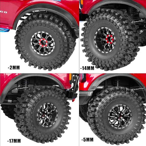 Adjustable 4 Offsets 1.9IN Beadlock Wheels & Tires for 1/10 TRX4 SCX10 Gen8 RC Crawler Car,RC 1.9 Beadlock Wheels Adjustable Rims & Rubber Tires,4Pack,Black & Red in Kuwait