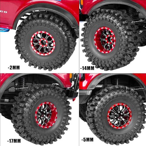 قابل للتعديل 4 إزاحات 1.9IN عجلات وإطارات Beadlock لسيارة 1/10 TRX4 SCX10 Gen8 RC الزاحفة، عجلات RC 1.9 Beadlock حواف قابلة للتعديل وإطارات مطاطية، 4 عبوات، أسود وأحمر in Saudi Arabia