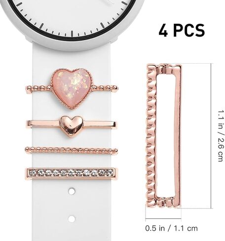 Hemobllo Watch Band Decorative Ring 4 Pack Silicone Watch Band Charm Slide-on Strap Accessories for Smartwatch Straps Easy Install Ornament for Daily Wear in Saudi Arabia