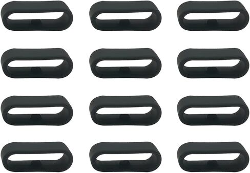 12 قطعة حامل حزام ساعة متوافق مع Fitbit Versa 2/Versa 3/Versa SE/Versa Lite Watch Bands حلقة بديلة من المطاط الأسود 20 مم in Kuwait