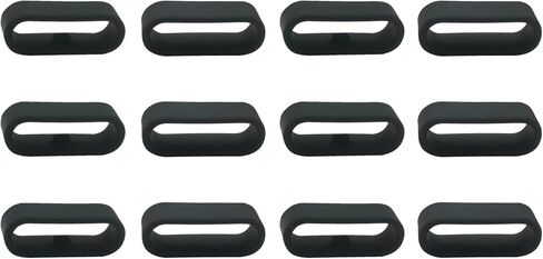 12 قطعة حامل حزام ساعة متوافق مع Fitbit Versa 2/Versa 3/Versa SE/Versa Lite Watch Bands حلقة بديلة من المطاط الأسود 20 مم in Kuwait