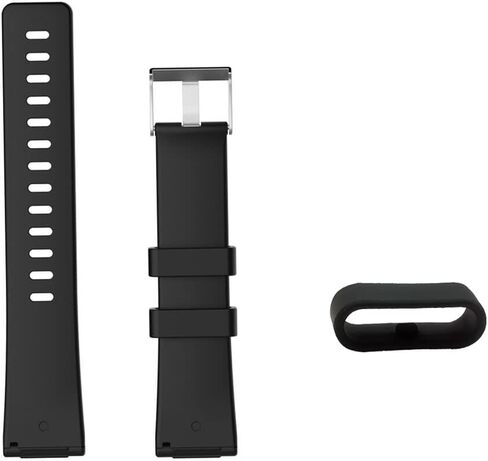 12 قطعة حامل حزام ساعة متوافق مع Fitbit Versa 2/Versa 3/Versa SE/Versa Lite Watch Bands حلقة بديلة من المطاط الأسود 20 مم in Kuwait