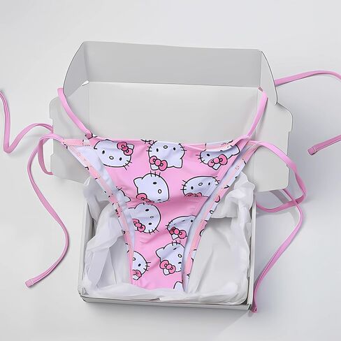Two Piece Swimsuit for Women Triangle Thong Lace Up Halter Bathing Suits High Waisted Sexy Strap Bikini Set Pink in Saudi Arabia