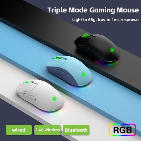 Wireless Gaming Mouse, Wireless/Wired 1K Polling, Symmetrical, PAW3311, 24K, Ergonomic Gamer Mouse, 6 Macro Buttons, 800mAh Battery, Rechargeable Computer Mouse for Laptop, PC, Mac in Saudi Arabia
