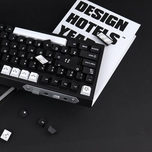 WOB أسود أبيض PBT Keycaps 173 مفتاحًا Cherry Profile Doubleshot Custom Keycaps Set ISO ANSI Layout for 60% 65% 75% 95% Cherry MX Switches لوحات مفاتيح الألعاب الميكانيكية in Saudi Arabia
