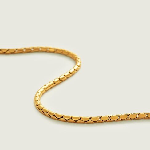 MEVECCO Gold Necklace for Women 18K Vacuum Gold Plated Mariner Chain Necklaces Flat Surface Laser Cut Chain Simple Choker Necklace for Her Jewelry Gifts in Saudi Arabia