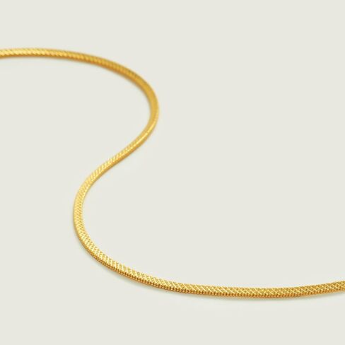 MEVECCO Gold Necklace for Women 18K Vacuum Gold Plated Mariner Chain Necklaces Flat Surface Laser Cut Chain Simple Choker Necklace for Her Jewelry Gifts in Kuwait