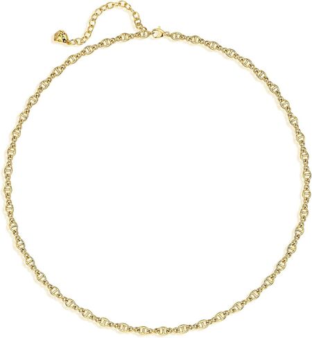 MEVECCO Gold Necklace for Women 18K Vacuum Gold Plated Mariner Chain Necklaces Flat Surface Laser Cut Chain Simple Choker Necklace for Her Jewelry Gifts in Saudi Arabia