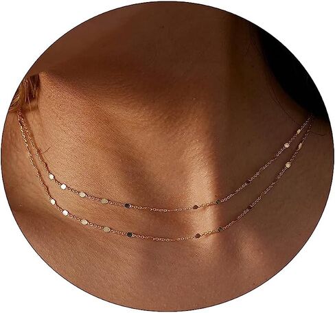 VIROMY 14K Gold Necklaces for Women Cute Dot Chain Choker Dainty Layered Bead Necklace for Women Pretty Jewelry Gifts for Women Girls Everyday Wear Necklaces for Women in Saudi Arabia