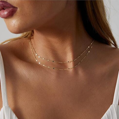 VIROMY 14K Gold Necklaces for Women Cute Dot Chain Choker Dainty Layered Bead Necklace for Women Pretty Jewelry Gifts for Women Girls Everyday Wear Necklaces for Women in Saudi Arabia
