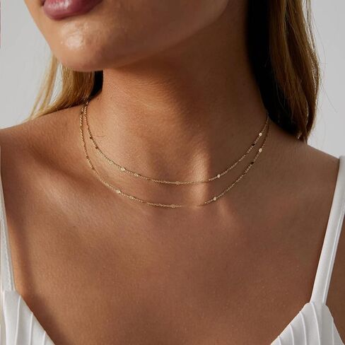 VIROMY 14K Gold Necklaces for Women Cute Dot Chain Choker Dainty Layered Bead Necklace for Women Pretty Jewelry Gifts for Women Girls Everyday Wear Necklaces for Women in Saudi Arabia