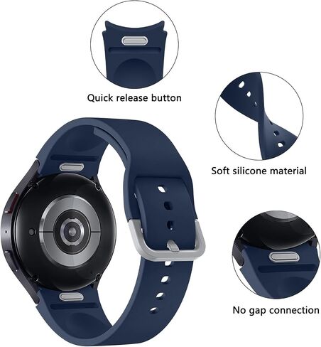 أحزمة بنقرة واحدة متوافقة مع Samsung Galaxy Watch 6 Band 44mm 44mm، Galaxy Watch 6 Classic 43mm 47mm، حزام بديل رياضي من السيليكون الناعم بدون فجوة لساعة Galaxy Watch 6 Band Women Men in Kuwait