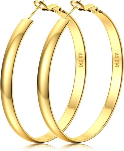 BESTEEL 14K Gold Filled Hoop Earrings for Women, Hypoallergenic Large Gold Hoop Earrings, Lightweight Oversized Big Hoop Earrings Gold for Girls 40mm/50mm/70mm in Saudi Arabia