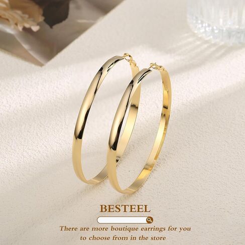 BESTEEL 14K Gold Filled Hoop Earrings for Women, Hypoallergenic Large Gold Hoop Earrings, Lightweight Oversized Big Hoop Earrings Gold for Girls 40mm/50mm/70mm in Saudi Arabia