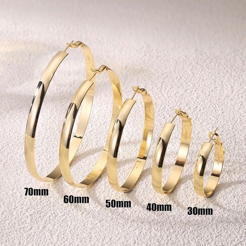 BESTEEL 14K Gold Filled Hoop Earrings for Women, Hypoallergenic Large Gold Hoop Earrings, Lightweight Oversized Big Hoop Earrings Gold for Girls 40mm/50mm/70mm in Saudi Arabia