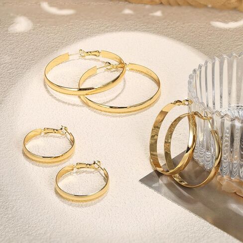 BESTEEL 14K Gold Filled Hoop Earrings for Women, Hypoallergenic Large Gold Hoop Earrings, Lightweight Oversized Big Hoop Earrings Gold for Girls 40mm/50mm/70mm in Saudi Arabia