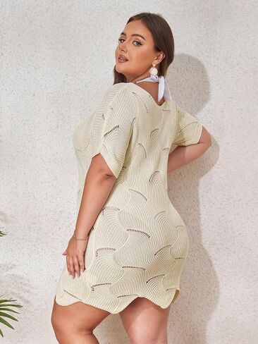 AOVDE ملابس السباحة النسائية التستر - صيف 2024 مقاس كبير بدلة استحمام كروشيه بيكيني أغطية فستان الشاطئ المحبوك in Kuwait