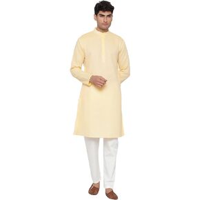 Elina fashion Men's Cotton Kurta Pajama Set Tunic Indian Festival Traditional Wear in Kuwait