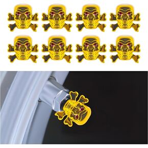 HZEL 8PCS CAR CAR EDALVE STAL CAP ، Skull Astrict Moster Extral Valve Dust Wost with Antirt CoRPER CORE ، يغطي هواء عجلات الأتربة التلقائي الملحقات ، Universal for Truck Sedan Bike (Skull A/Silver) in Kuwait