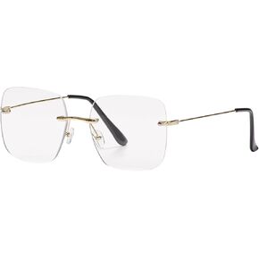Oversized Square Frameless Reading Glasses for Women, Fashion Large Frameless Metal Readers, Big Borderless Eyewear in Saudi Arabia