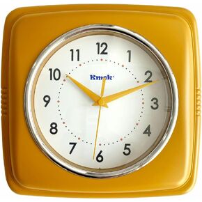 9 Inch Retro Square Wall Clock - Battery Operated Silent Non-Ticking Decorative Clock for Home, Office, Kitchen, Bedroom, Bathroom, Living Room & School (Mustard Yellow) in Saudi Arabia