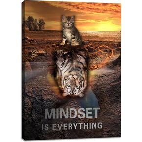 لوحة تحفيزية جدار الجدار العقلية الجدار الفن نمر الملصقات المطبوعات ملهمة إيجابية إيجابية ديكور جدار ملهمة اللوحة القط للمكتب غرفة نوم غرفة المعيشة مؤطرة لتعليق 12 "x16" in Kuwait