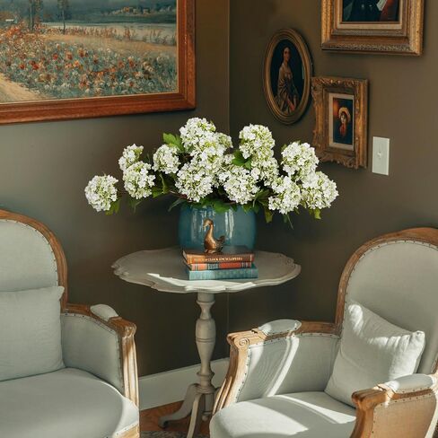 Melorca&Guilla Artificial Flowers for Decoration,6Pcs 23inch White Hydrangea Fake Flowers,Faux Flowers for Vase,Faux Floral Stems for Wedding Party Kitchen Home Decorations (6, White001) in Kuwait