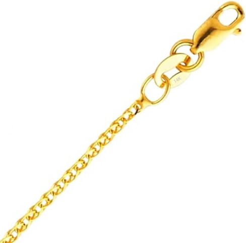 14k Real Yellow/White Gold Solid 1.6mm Flat Open Wheat Chain Necklace with Lobster Claw Clasp, Jewelry Gift for Women Men in Saudi Arabia