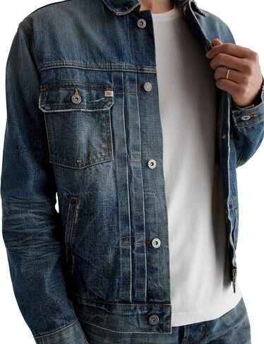 AG Adriano Goldschmied Men's Sid Pleated Denim Trucker Jacket in Saudi Arabia