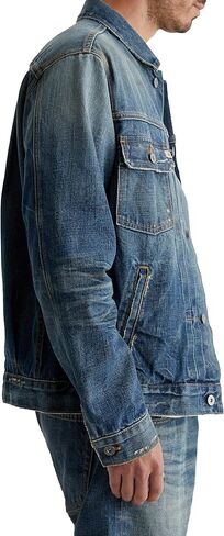 AG Adriano Goldschmied Men's Sid Pleated Denim Trucker Jacket in Saudi Arabia