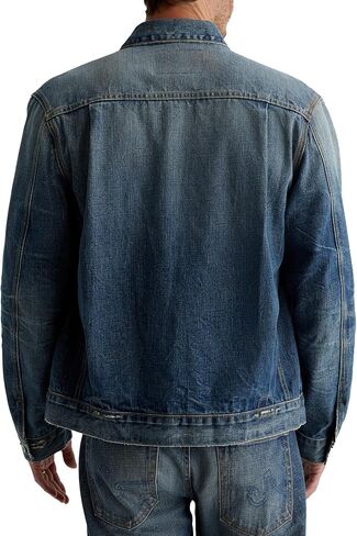 AG Adriano Goldschmied Men's Sid Pleated Denim Trucker Jacket in Saudi Arabia