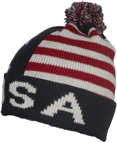 Adult Jacquard USA American/Americana Flag Cuffed Beanie W/Pom in Saudi Arabia