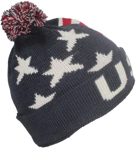 Adult Jacquard USA American/Americana Flag Cuffed Beanie W/Pom in Saudi Arabia