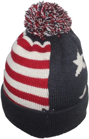 Adult Jacquard USA American/Americana Flag Cuffed Beanie W/Pom in Saudi Arabia