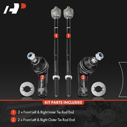 A-Premium Set of 4, Front Inner & Outer Tie Rod End Kit, Compatible with Ford Focus 2009 2010 2011, Except Variable Rate Steering in Saudi Arabia