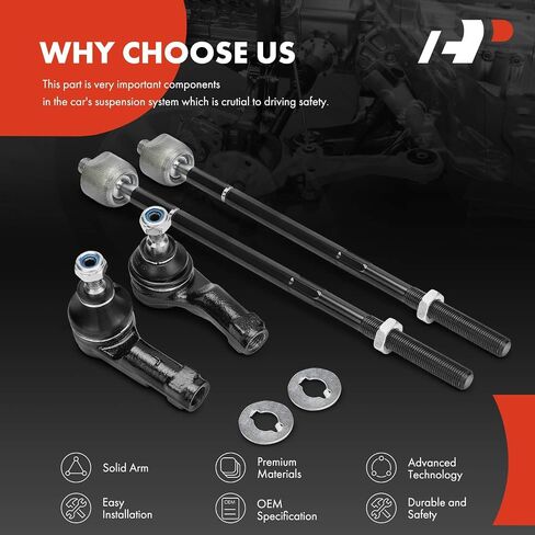 A-Premium Set of 4, Front Inner & Outer Tie Rod End Kit, Compatible with Ford Focus 2009 2010 2011, Except Variable Rate Steering in Saudi Arabia